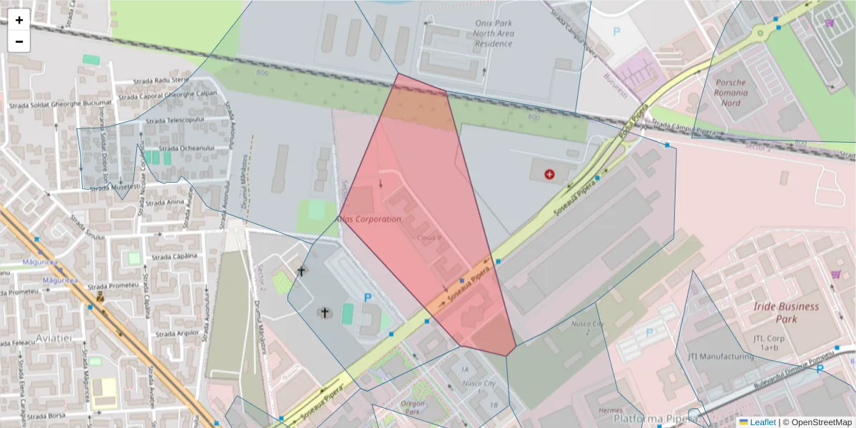 Hartă a codului poștal  și a codurilor poștale învecinate