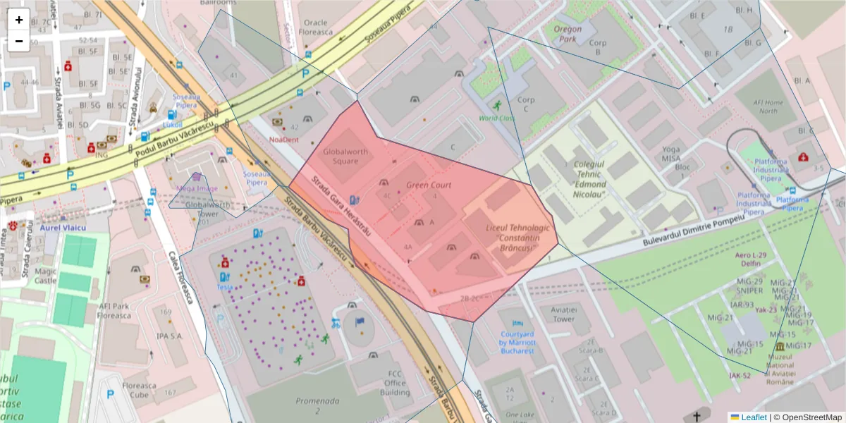 Hartă a codului poștal  și a codurilor poștale învecinate