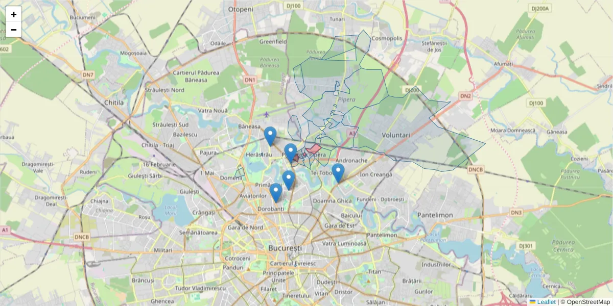 Hartă a codului poștal  și a codurilor poștale învecinate