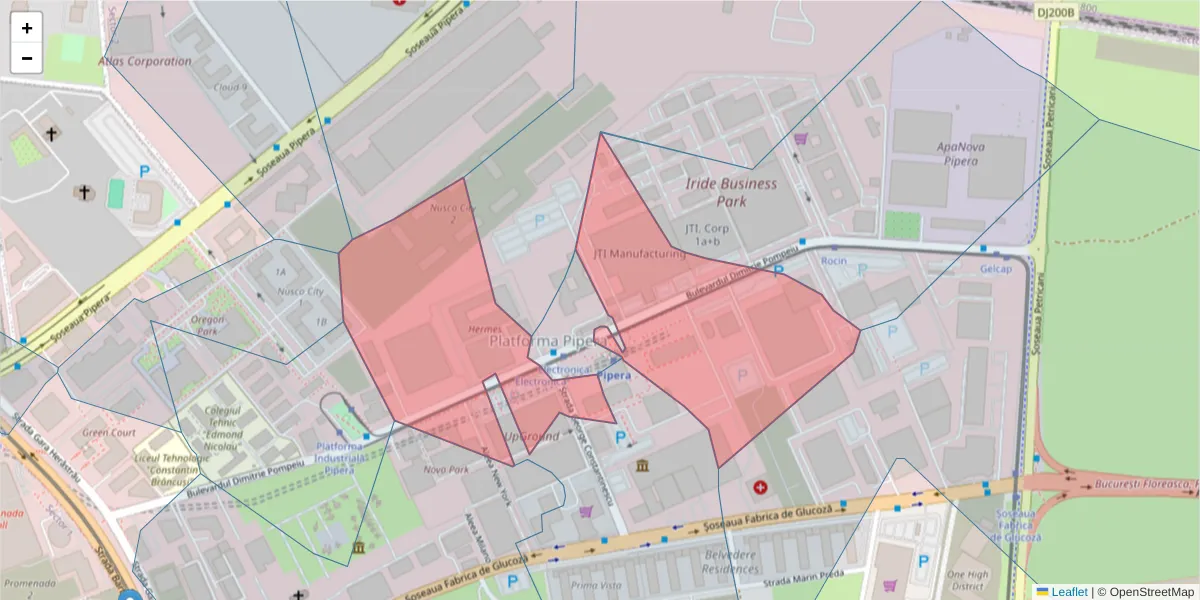 Hartă a codului poștal  și a codurilor poștale învecinate