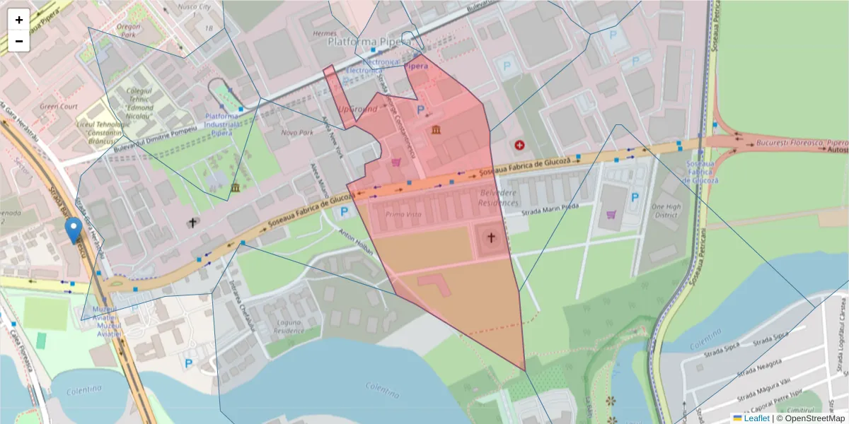 Hartă a codului poștal  și a codurilor poștale învecinate