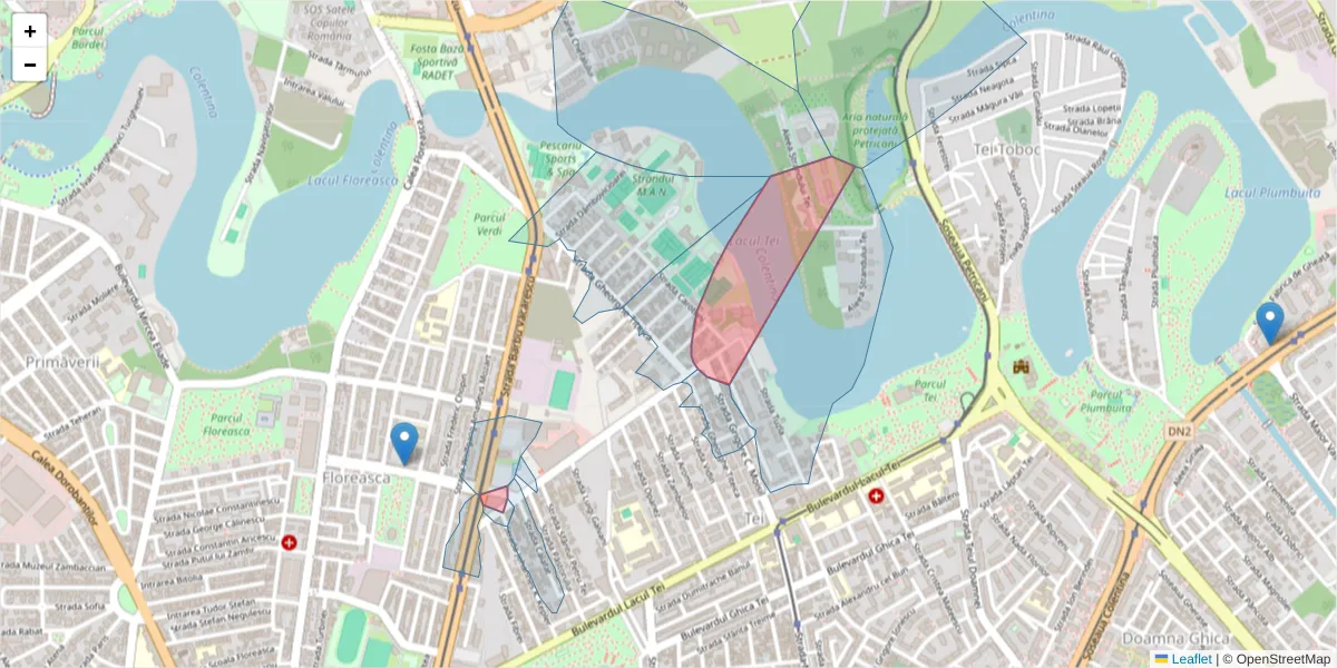 Hartă a codului poștal  și a codurilor poștale învecinate