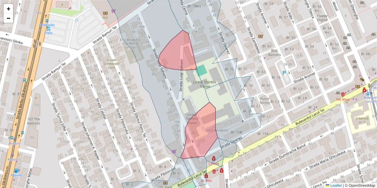 Hartă a codului poștal  și a codurilor poștale învecinate