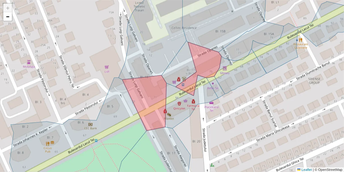 Hartă a codului poștal  și a codurilor poștale învecinate
