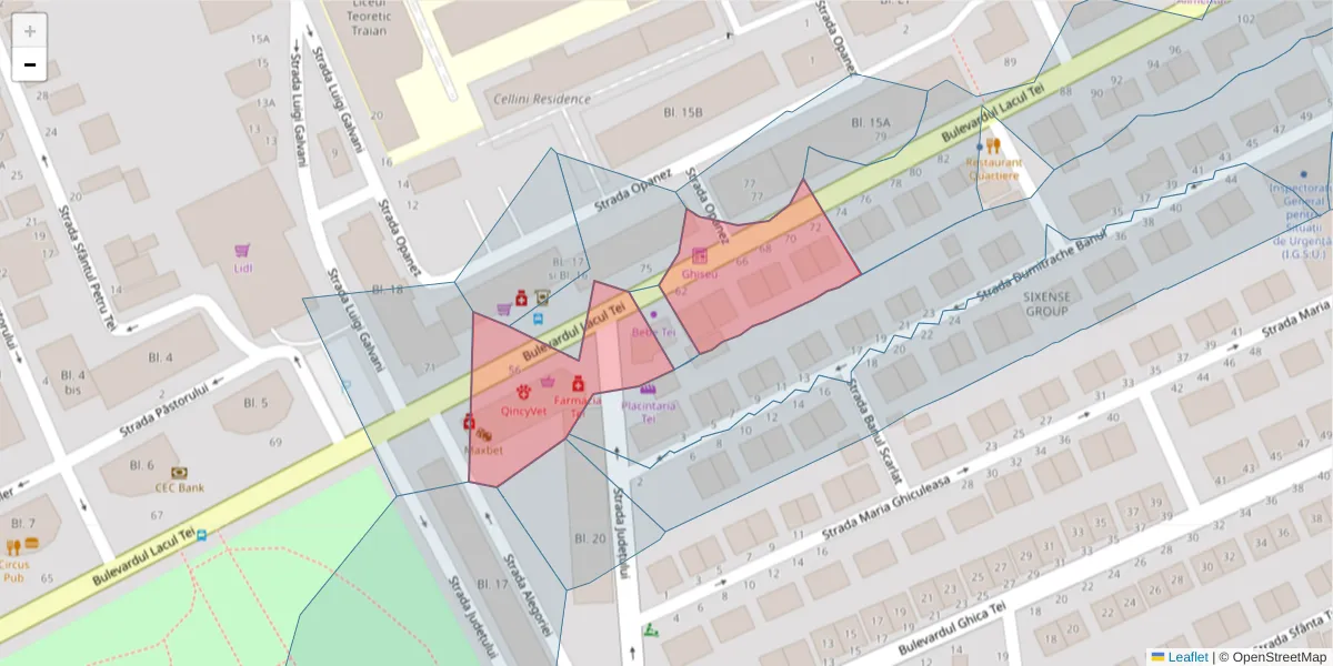 Hartă a codului poștal  și a codurilor poștale învecinate