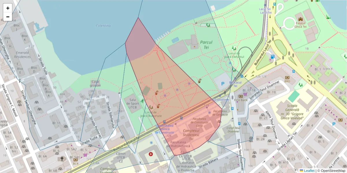 Hartă a codului poștal  și a codurilor poștale învecinate