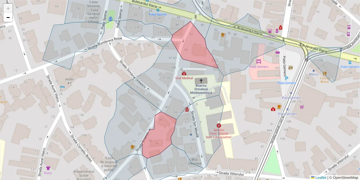 Hartă a codului poștal  și a codurilor poștale învecinate