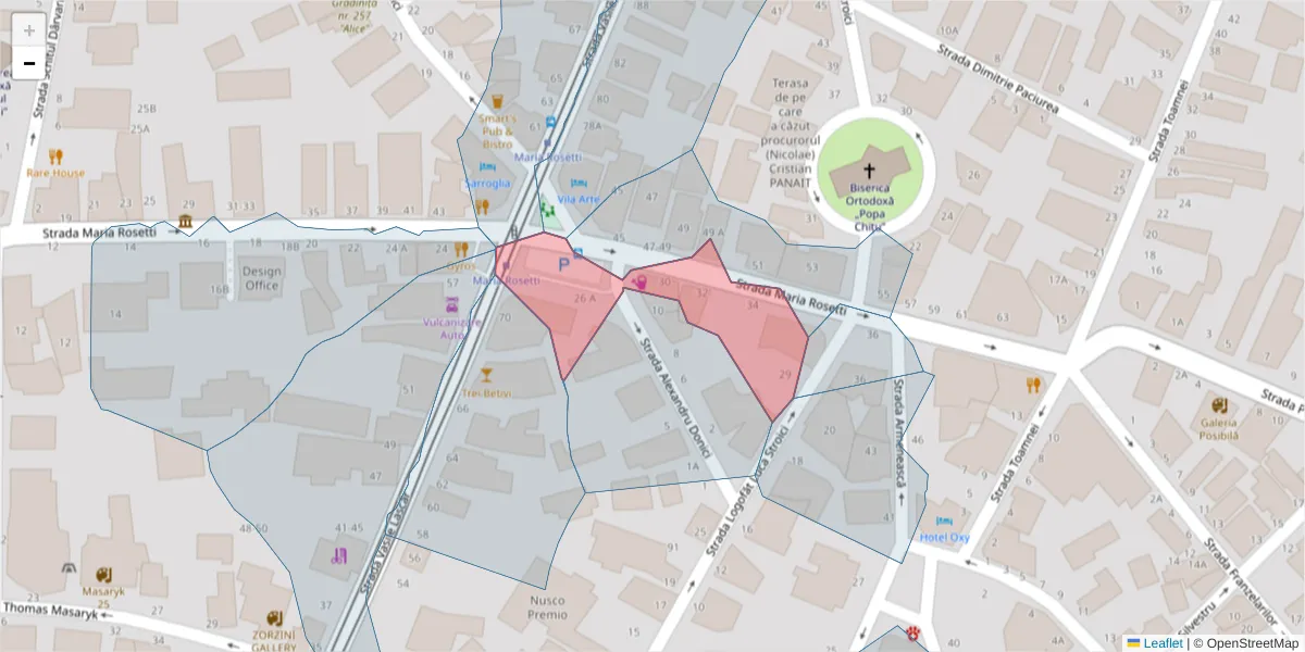 Hartă a codului poștal  și a codurilor poștale învecinate