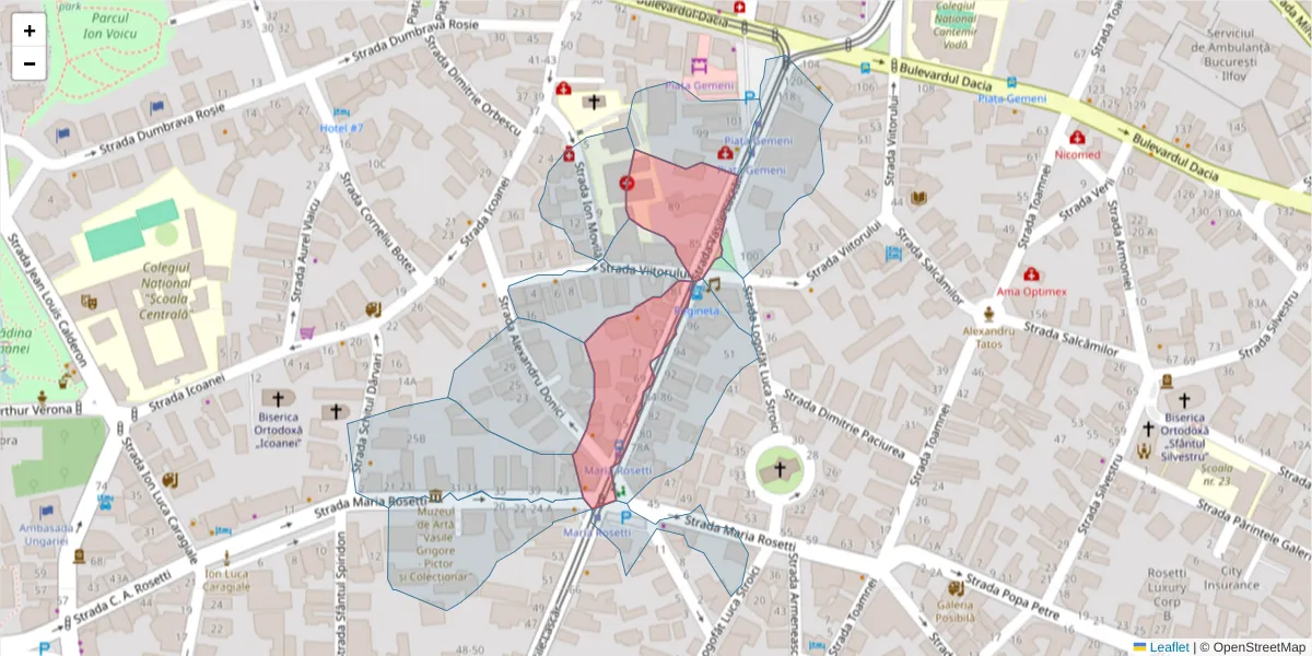 Hartă a codului poștal  și a codurilor poștale învecinate