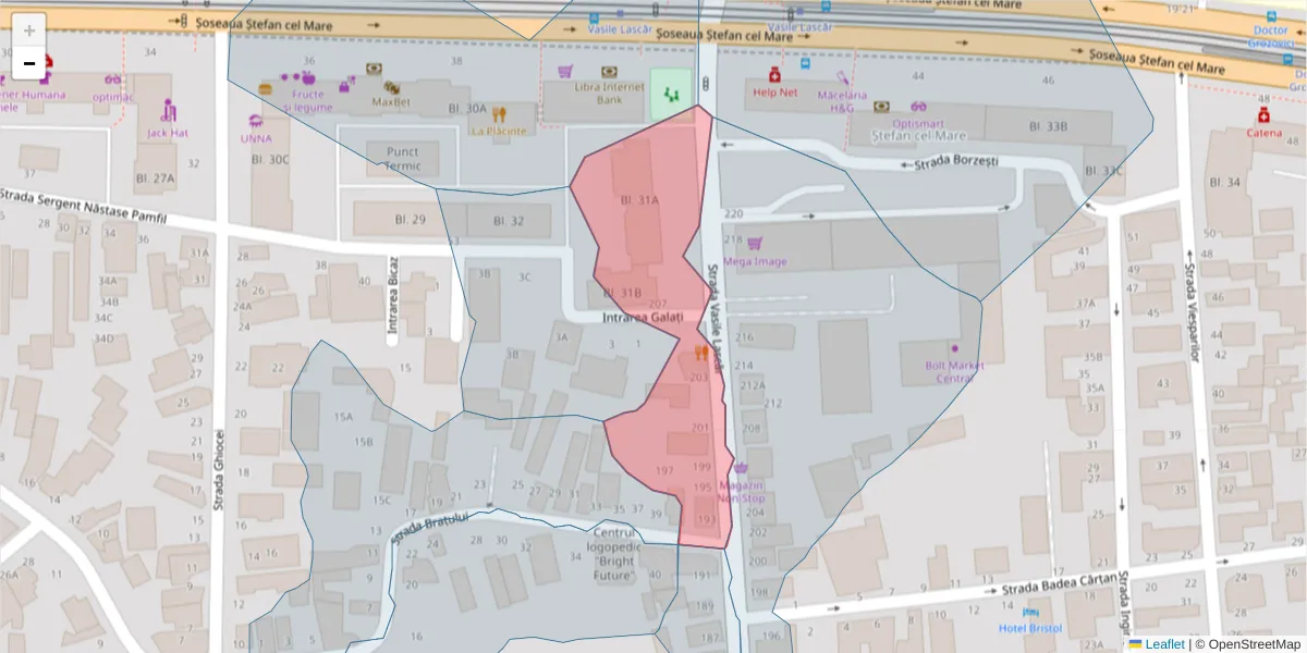 Hartă a codului poștal  și a codurilor poștale învecinate