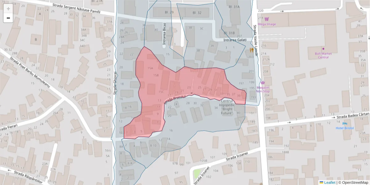 Hartă a codului poștal  și a codurilor poștale învecinate