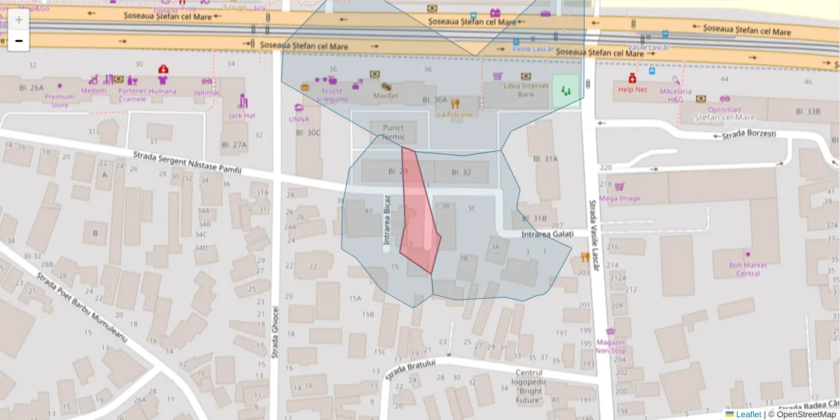 Hartă a codului poștal  și a codurilor poștale învecinate