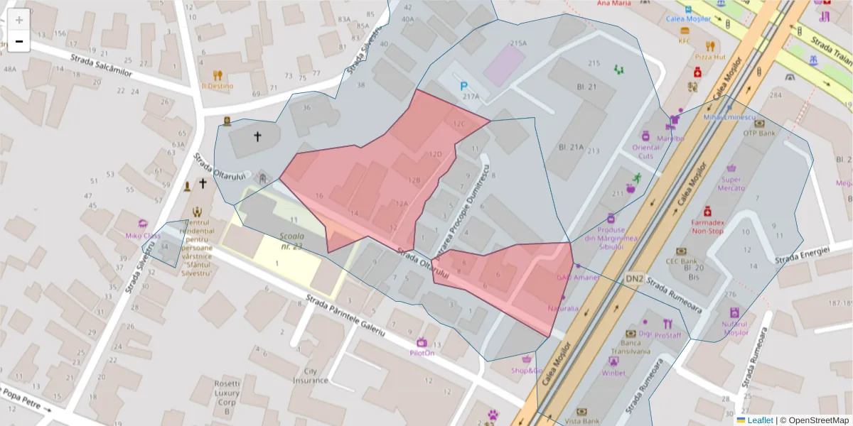 Hartă a codului poștal  și a codurilor poștale învecinate