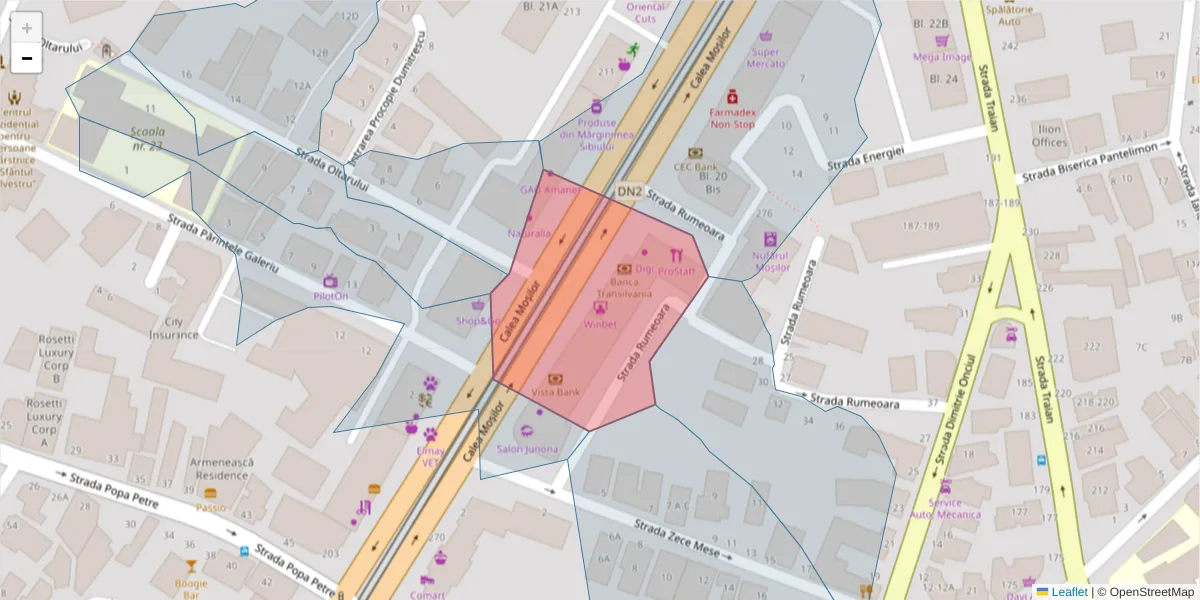 Hartă a codului poștal  și a codurilor poștale învecinate
