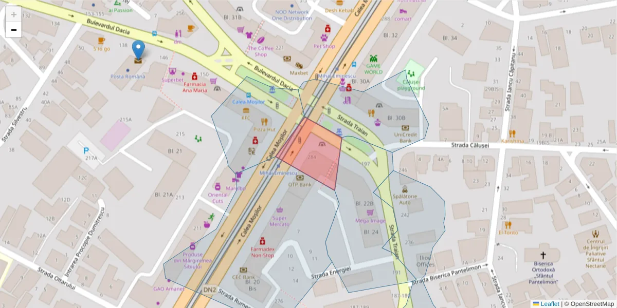 Hartă a codului poștal  și a codurilor poștale învecinate