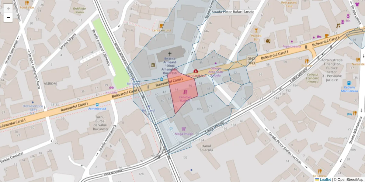 Hartă a codului poștal  și a codurilor poștale învecinate