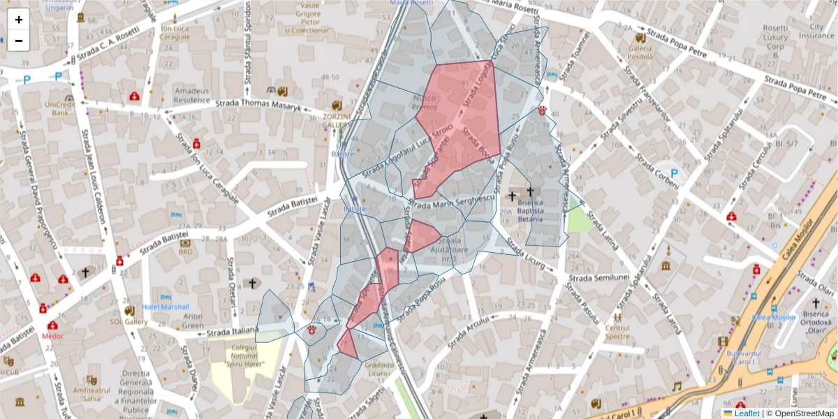 Hartă a codului poștal  și a codurilor poștale învecinate