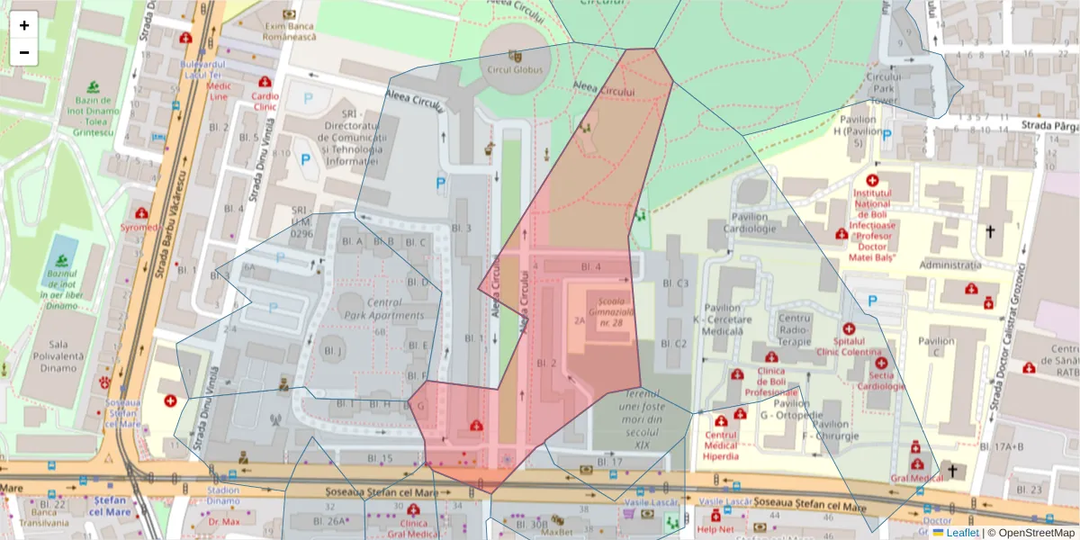 Hartă a codului poștal  și a codurilor poștale învecinate