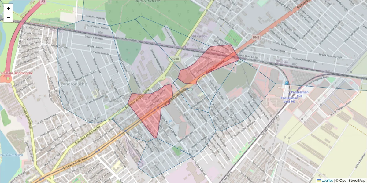 Hartă a codului poștal  și a codurilor poștale învecinate