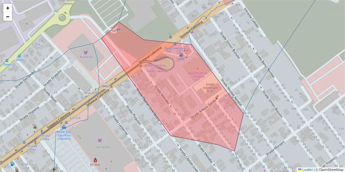 Hartă a codului poștal  și a codurilor poștale învecinate