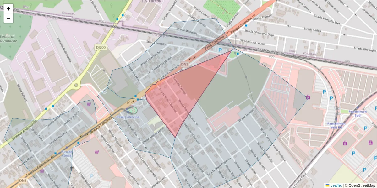 Hartă a codului poștal  și a codurilor poștale învecinate