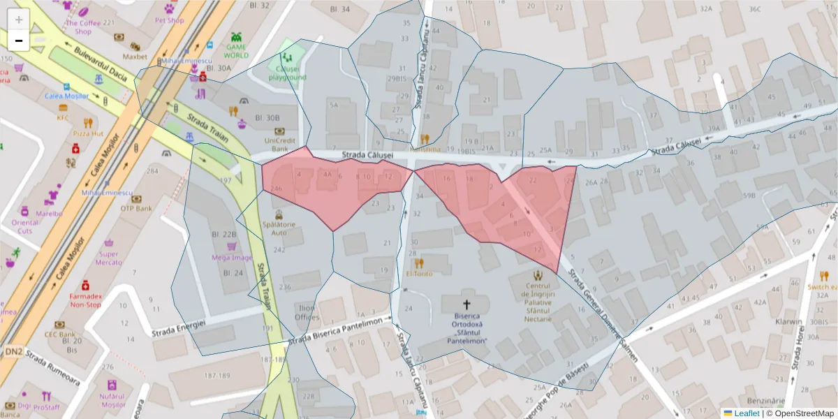 Hartă a codului poștal  și a codurilor poștale învecinate