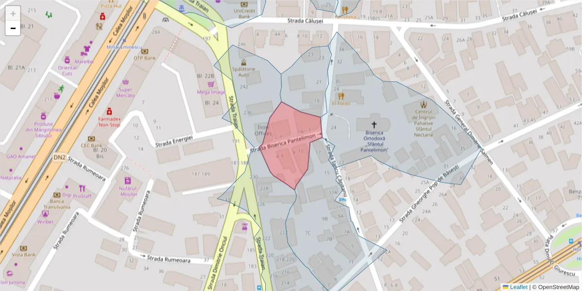 Hartă a codului poștal  și a codurilor poștale învecinate