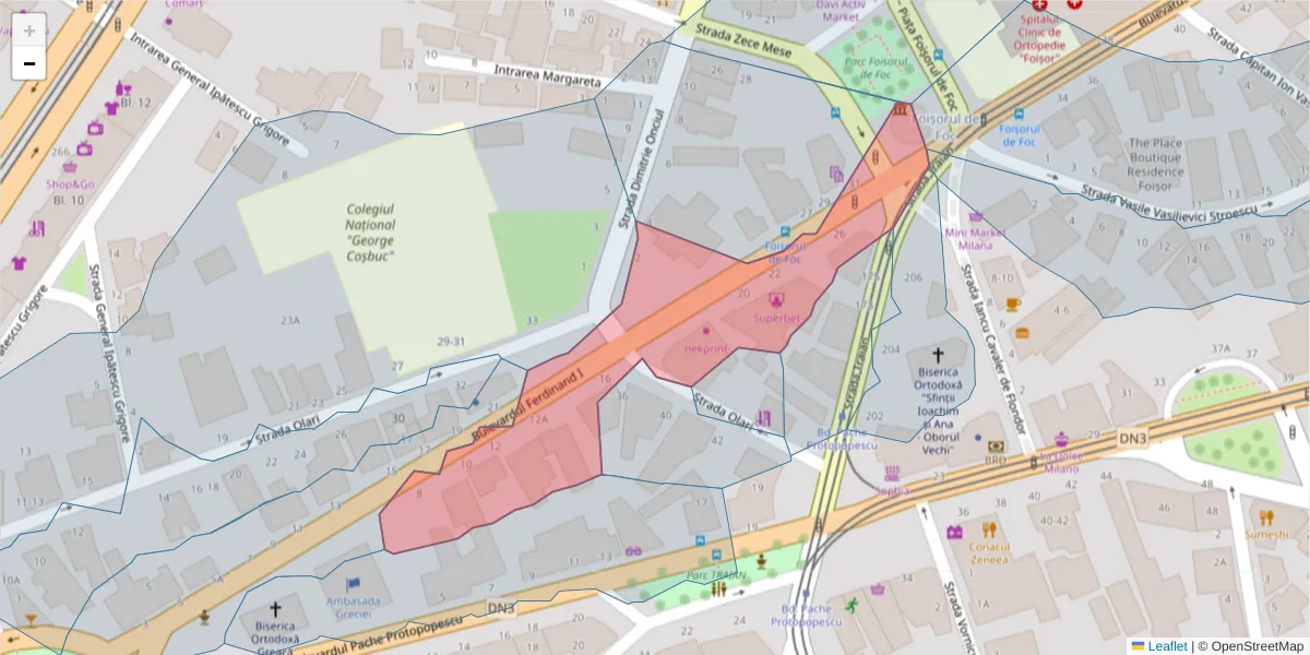 Hartă a codului poștal  și a codurilor poștale învecinate