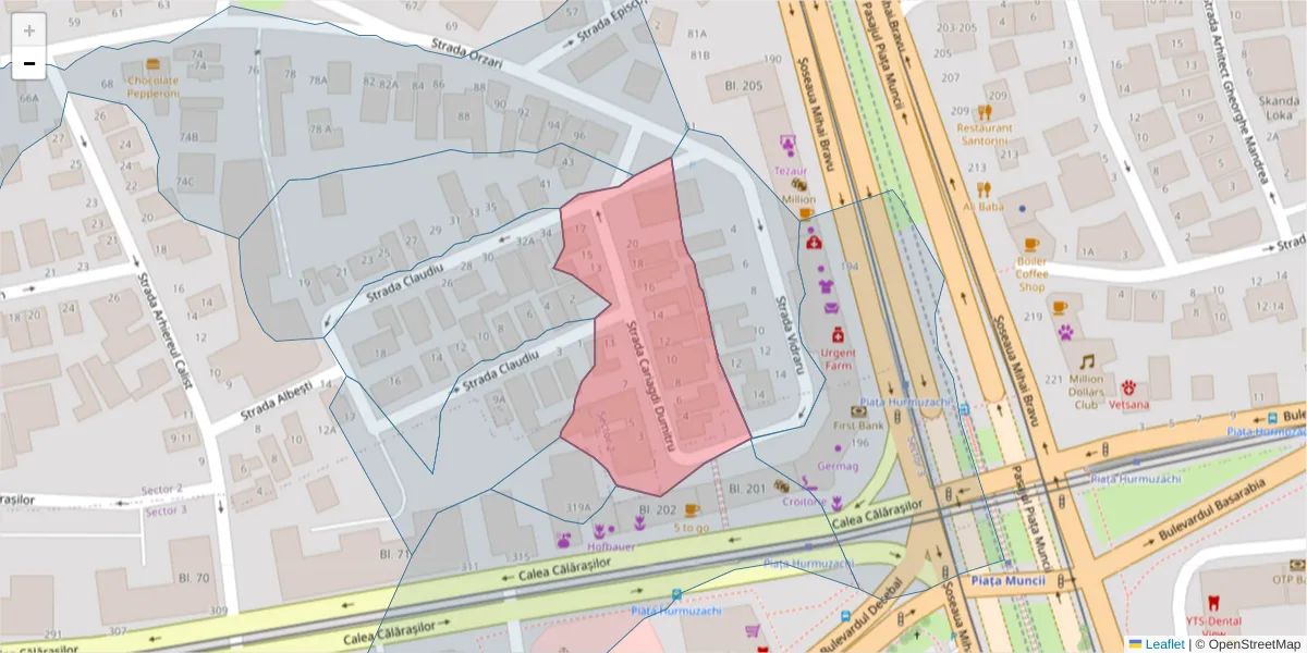 Hartă a codului poștal  și a codurilor poștale învecinate