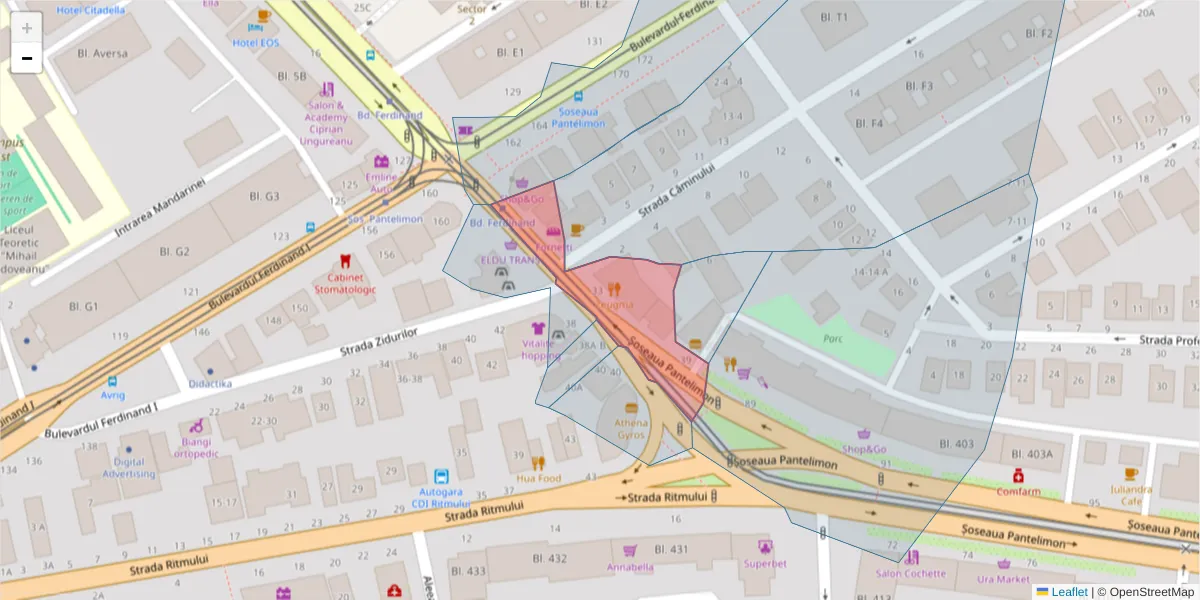 Hartă a codului poștal  și a codurilor poștale învecinate