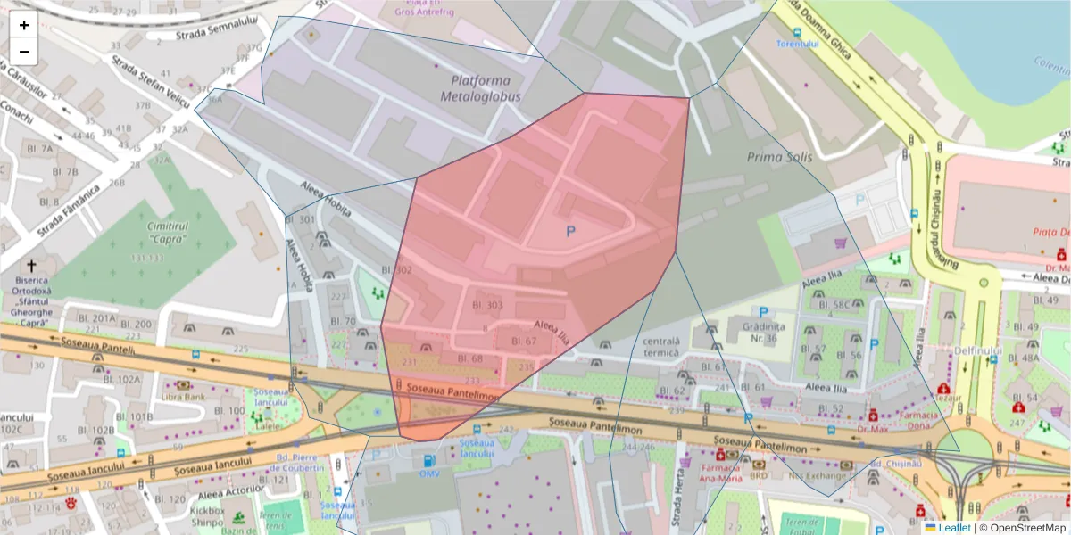 Hartă a codului poștal  și a codurilor poștale învecinate