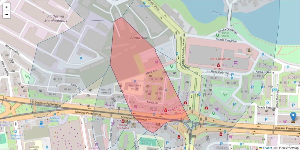 Hartă a codului poștal  și a codurilor poștale învecinate