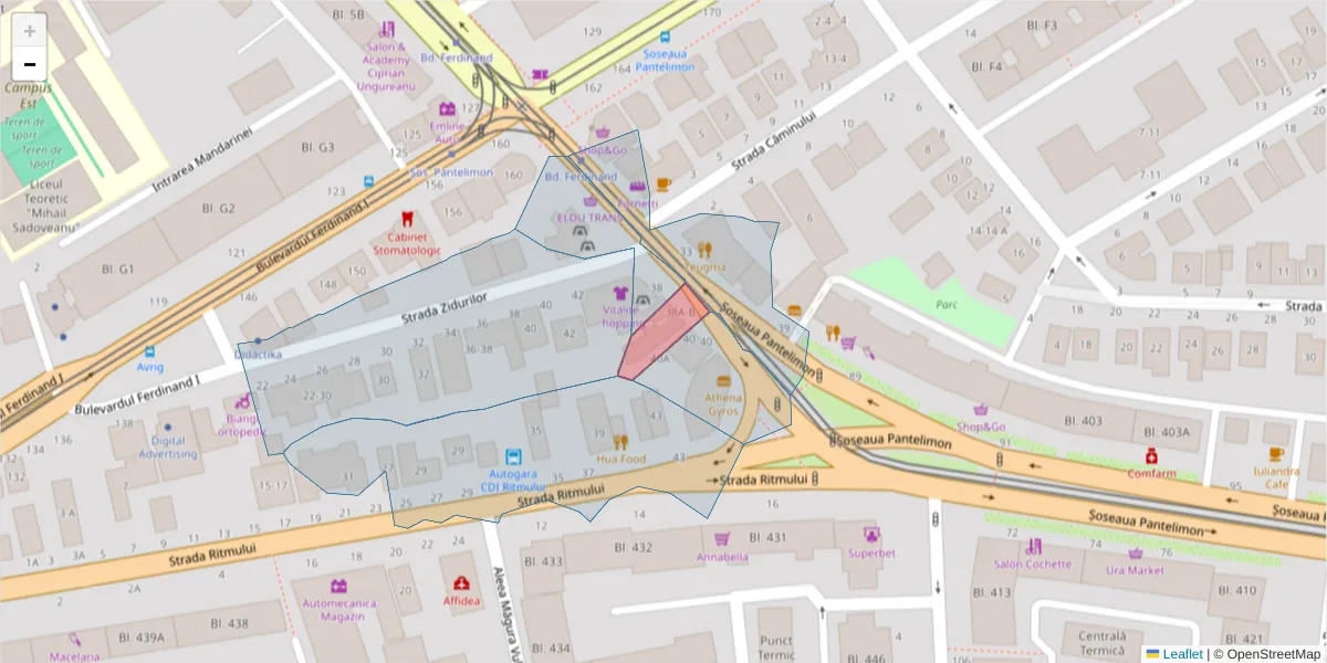 Hartă a codului poștal  și a codurilor poștale învecinate