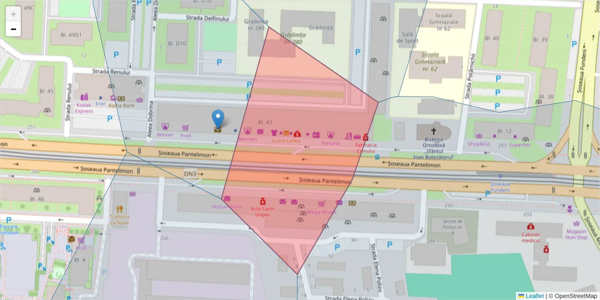 Hartă a codului poștal  și a codurilor poștale învecinate