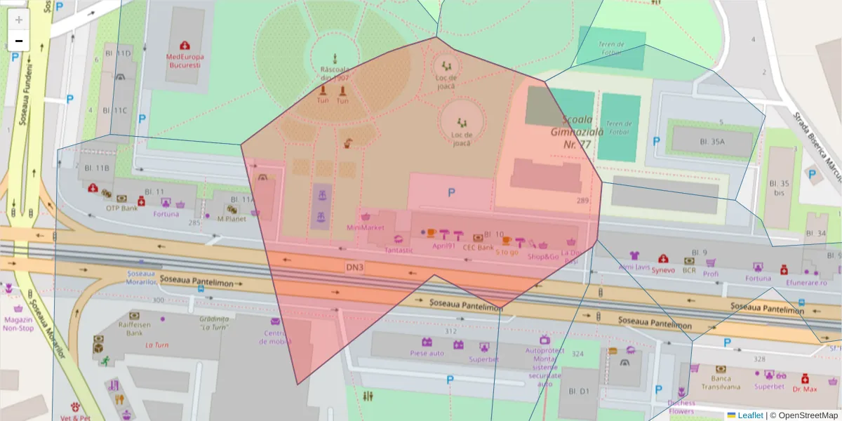 Hartă a codului poștal  și a codurilor poștale învecinate