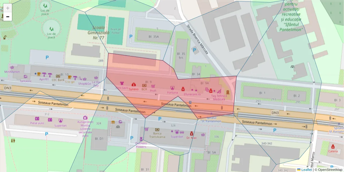 Hartă a codului poștal  și a codurilor poștale învecinate