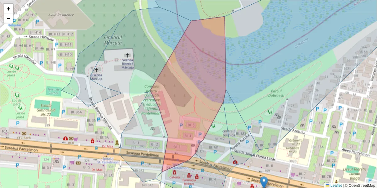 Hartă a codului poștal  și a codurilor poștale învecinate