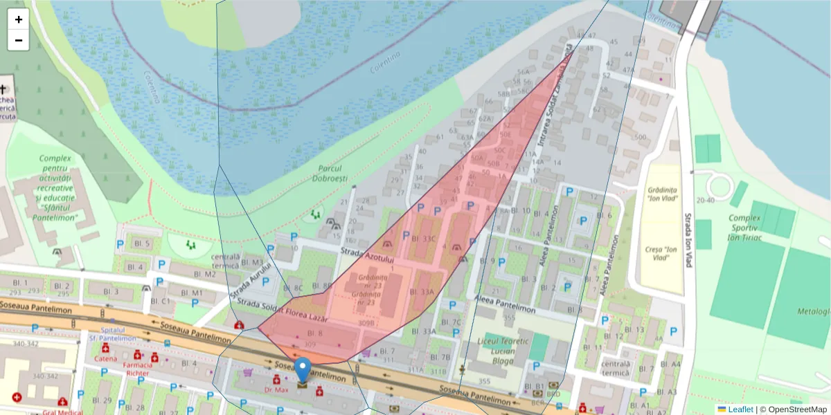 Hartă a codului poștal  și a codurilor poștale învecinate