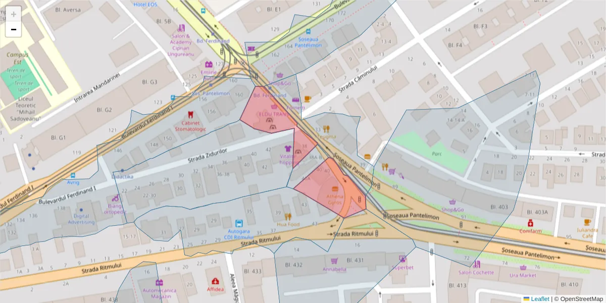 Hartă a codului poștal  și a codurilor poștale învecinate