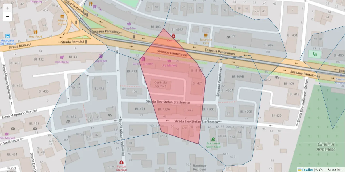 Hartă a codului poștal  și a codurilor poștale învecinate