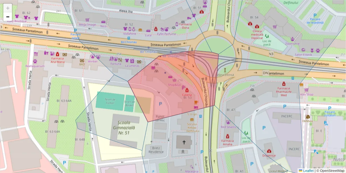 Hartă a codului poștal  și a codurilor poștale învecinate