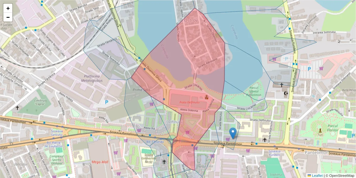 Hartă a codului poștal  și a codurilor poștale învecinate