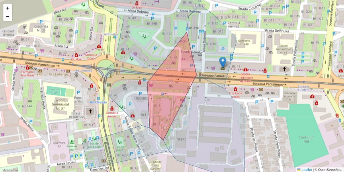 Hartă a codului poștal  și a codurilor poștale învecinate