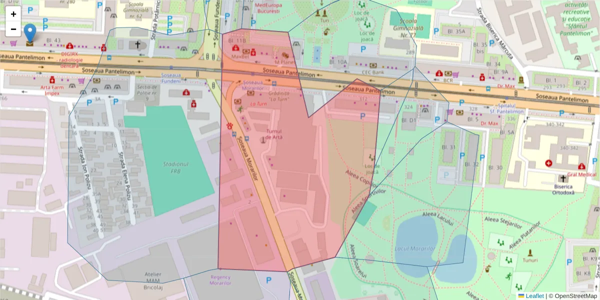 Hartă a codului poștal  și a codurilor poștale învecinate