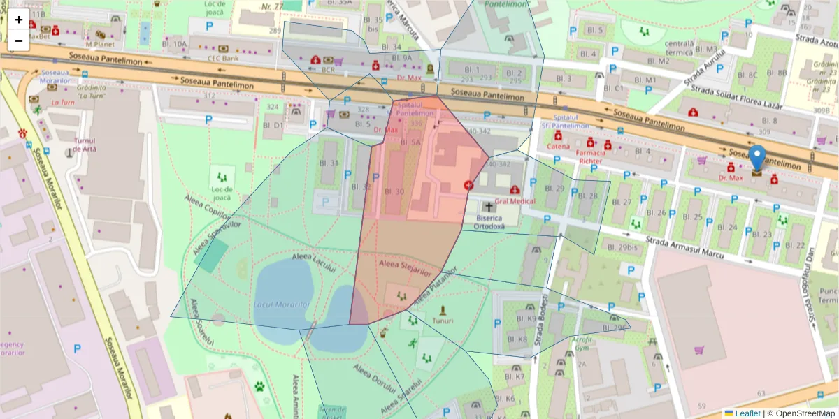 Hartă a codului poștal  și a codurilor poștale învecinate