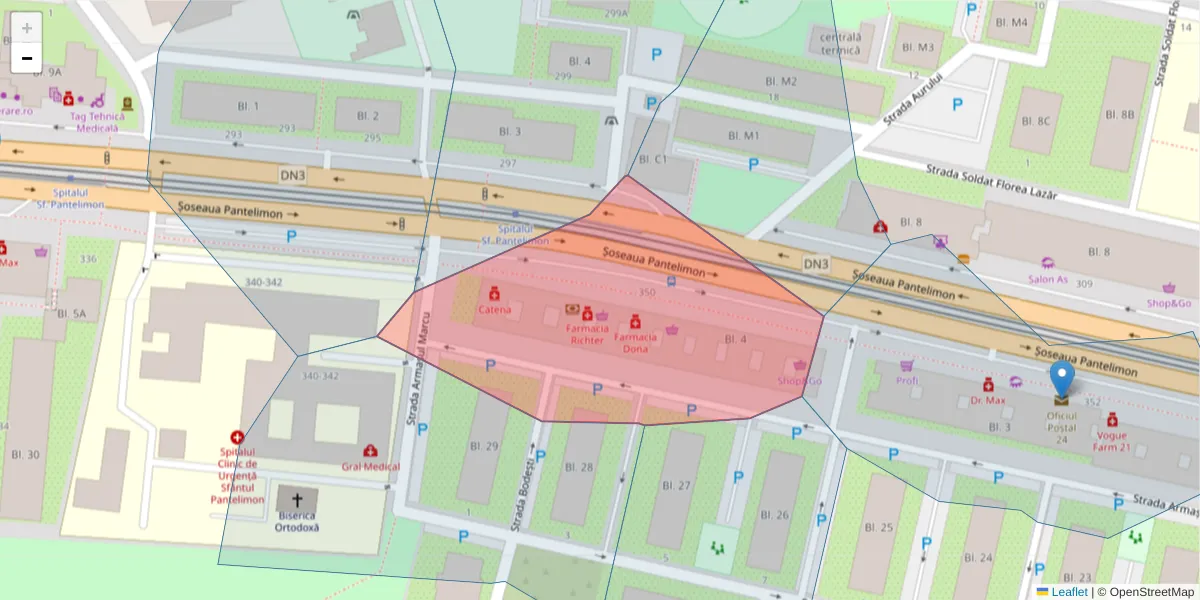 Hartă a codului poștal  și a codurilor poștale învecinate