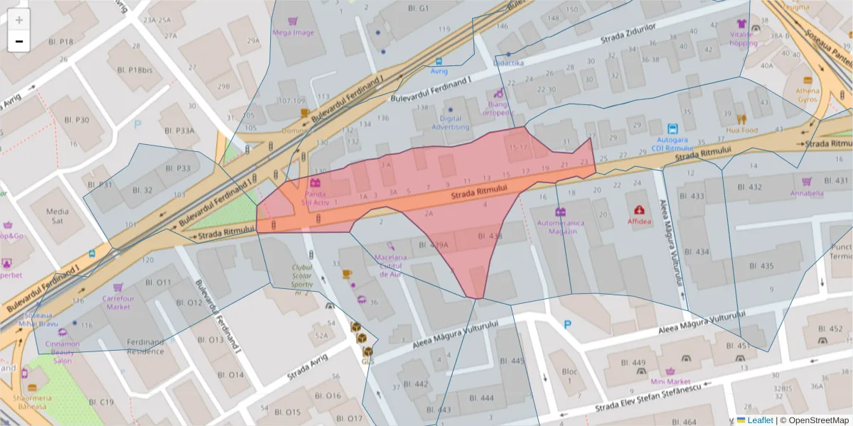 Hartă a codului poștal  și a codurilor poștale învecinate