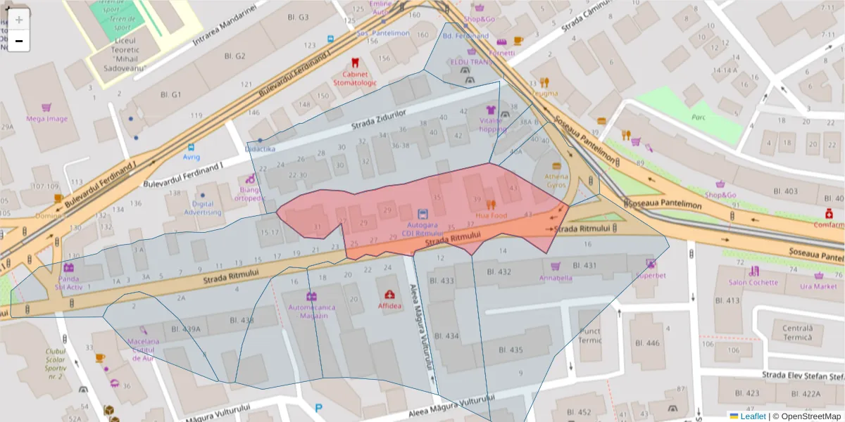Hartă a codului poștal  și a codurilor poștale învecinate