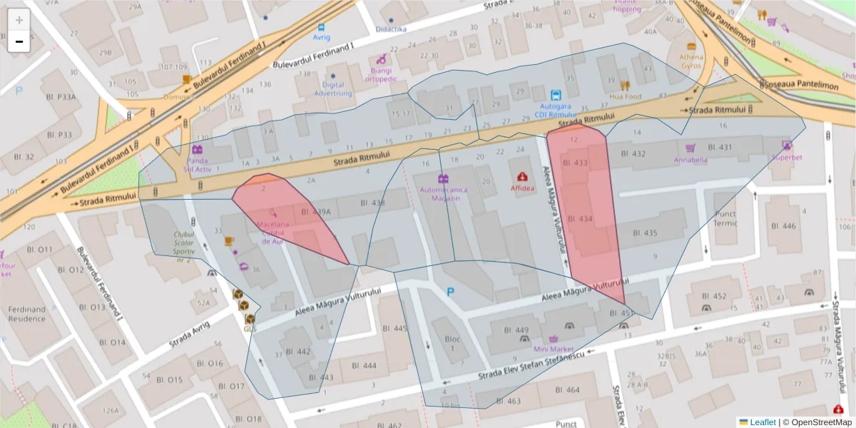 Hartă a codului poștal  și a codurilor poștale învecinate