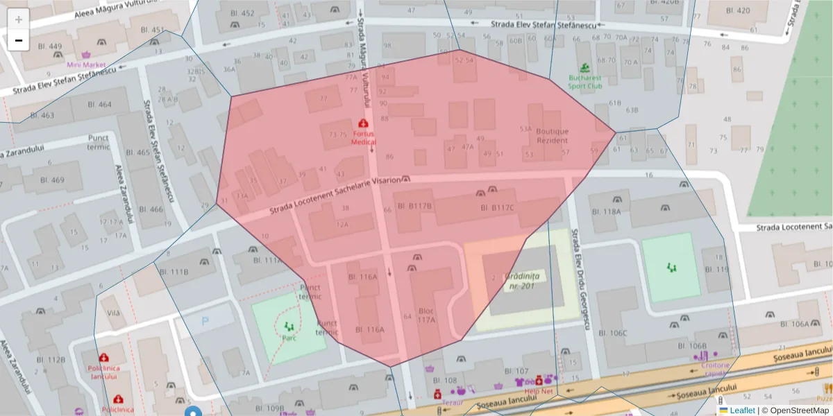 Hartă a codului poștal  și a codurilor poștale învecinate